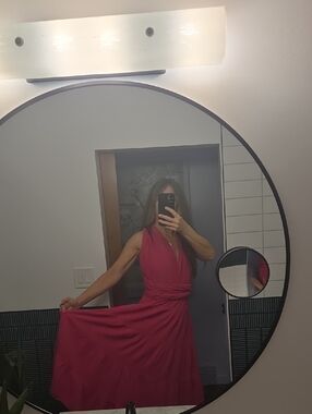 Sleeveless V-Neck Pink Maxi Dress